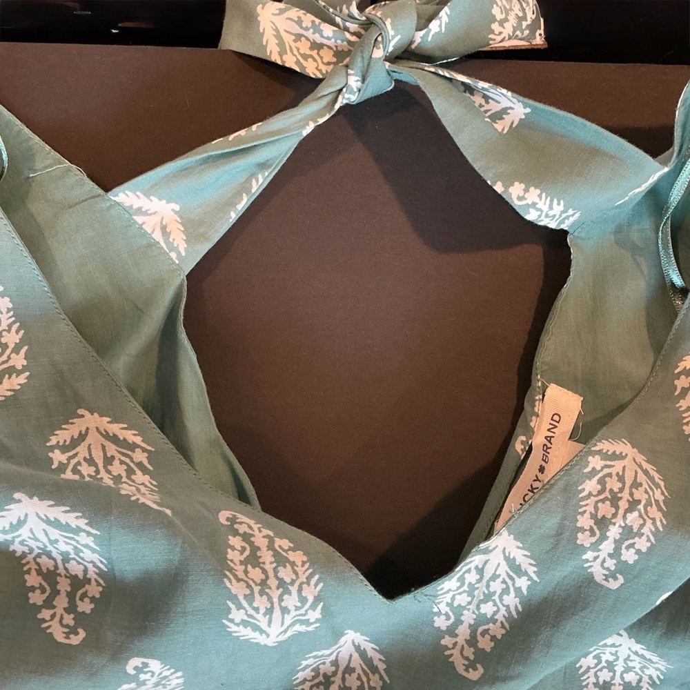 Lucky Brand Green Floral Tiered Maxi Dress Size Large Boho - Picture 4 of 7